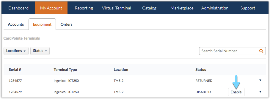Cardpointe web my account equipment enable