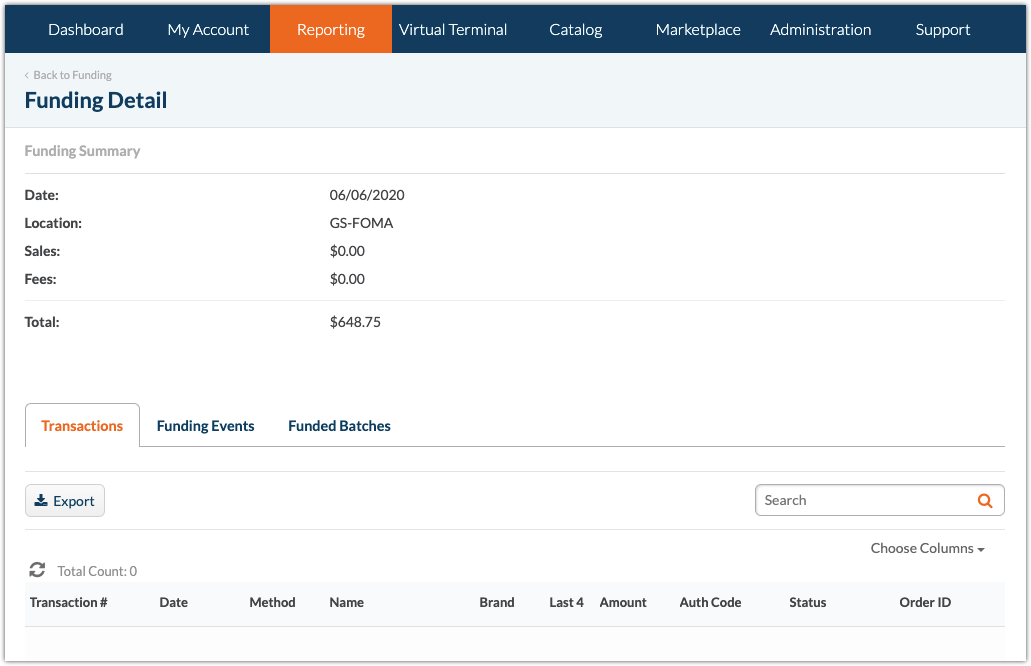 Funding Detail Transactions