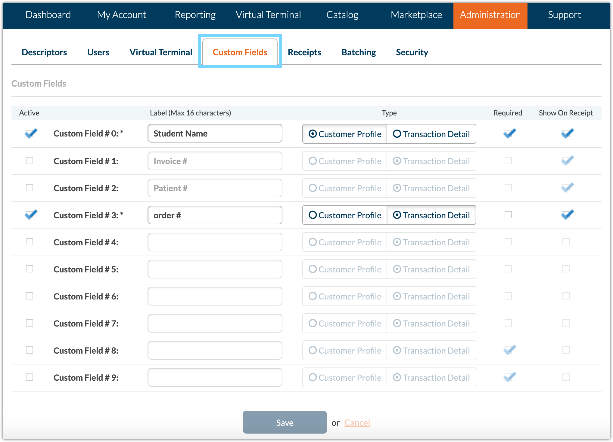 Cardpointe web admin