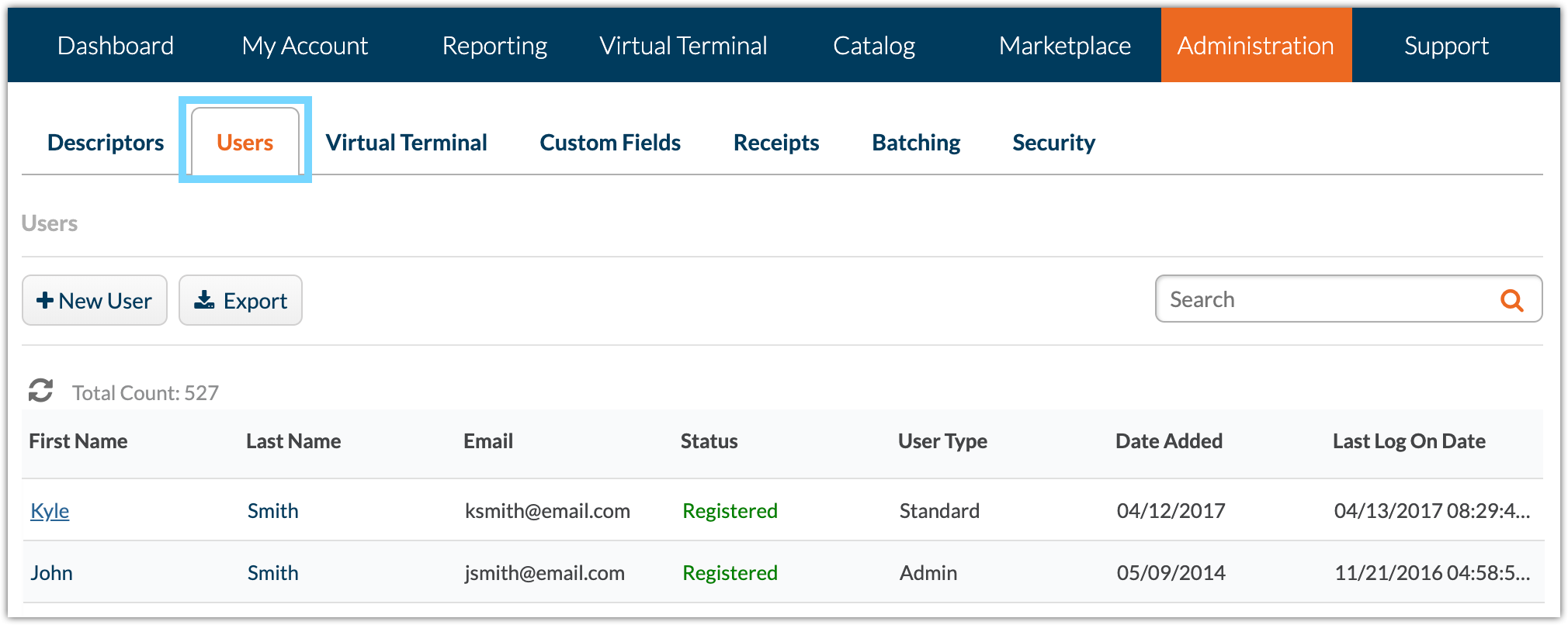 Cardpointe web admin